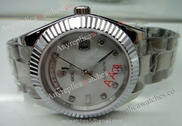 Replica Rolex Day Date II Watch 41mm SS White MOP 4