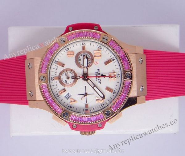 Replica Hublot Big Bang Pink Diamond Watch For Ladies 4