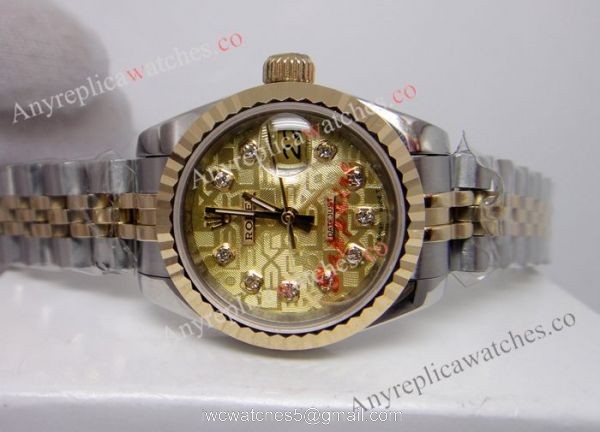 Replica Rolex Lady Datejust Watch 2-Tone Gold Micro Face 26mm 4