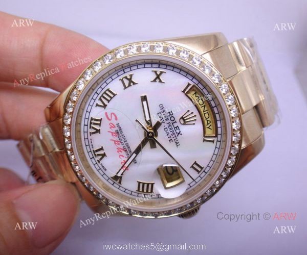 Rolex Presidential Diamond Bezel Replica Watch Day-Date MOP Dial 4