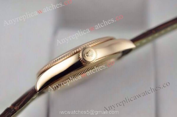 NEW Style Copy Rolex Datejust Watch Brown Leather Band 39mm 4