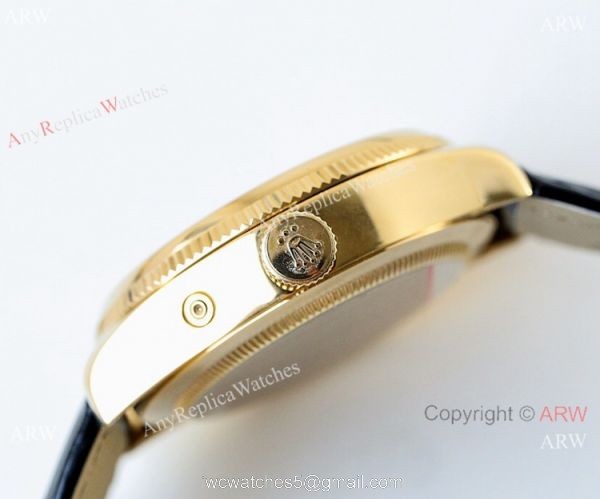 SWISS Rolex Geneve Cellini Black Moonphase / Yellow Gold Rolex Cellini Moonphase Replica watch 4