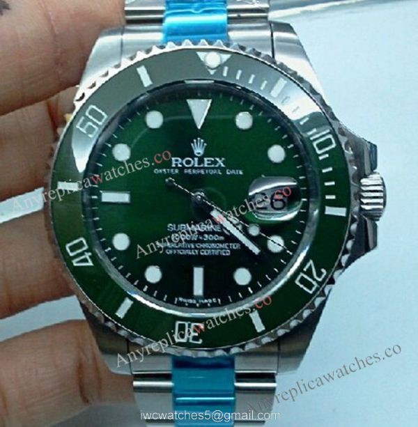 Stainless Steel Green Face 41mm Rolex Submariner Watches Extra Large 4