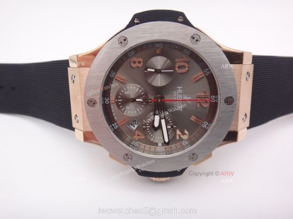 Swiss Grade 7750 Hublot Big Bang Cappuccino Rose Gold Grey Dial Replica Watches 4