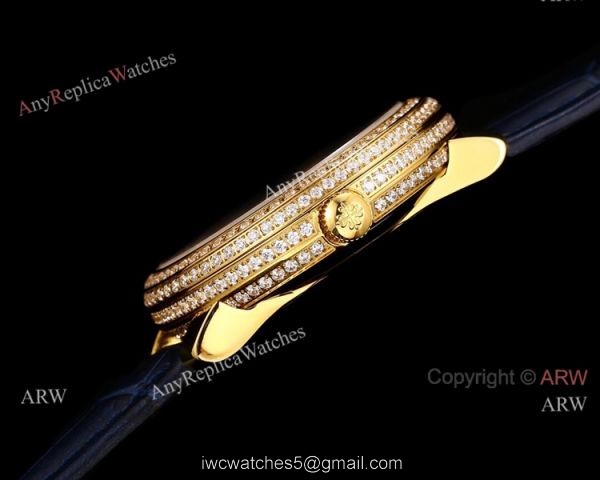 Swiss Patek Philippe Complications 4968R Watch Blue Mother of Pearl Gold Case 4