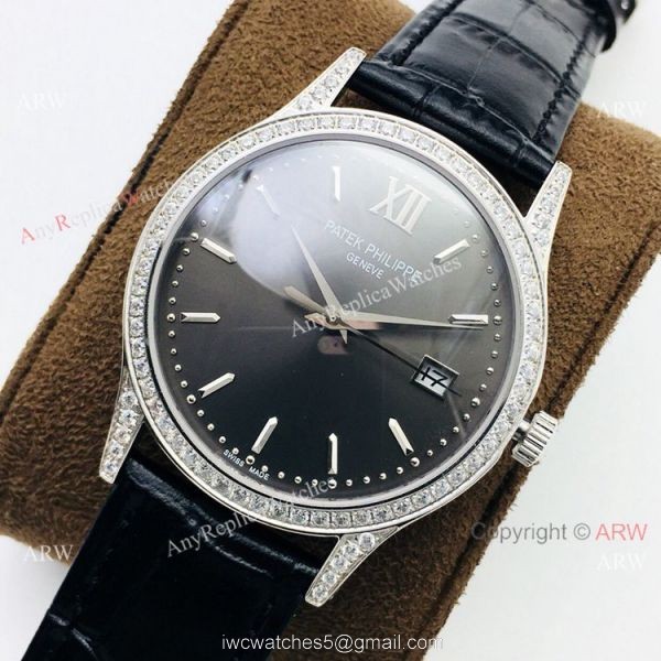 Super Clone Patek Philippe Calatrava PFF V2 Cal 9015 Watch Diamond Bezel Rhodium Dial 4