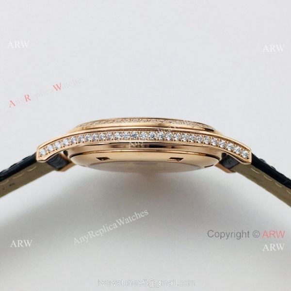 Swiss Grade 1 Patek Philippe Calatrava V2 Cal.9015 Watch Rose Gold Diamond 38mm 4