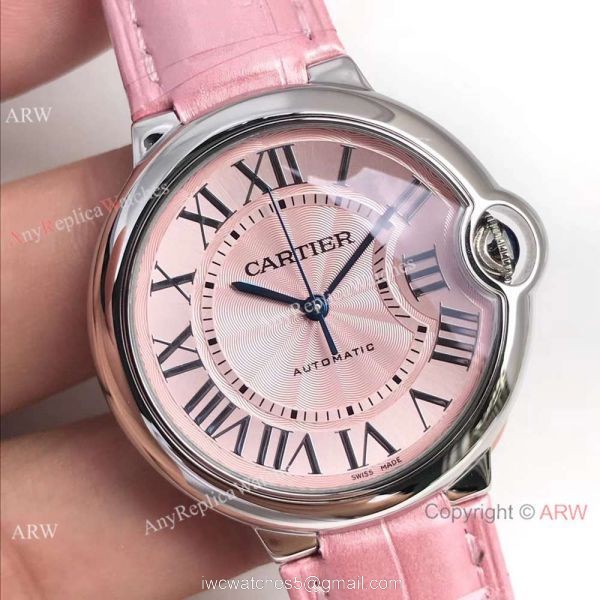 Fake Swiss Cartier Ballon Bleu Pink Watch 36mm Mid-size 4