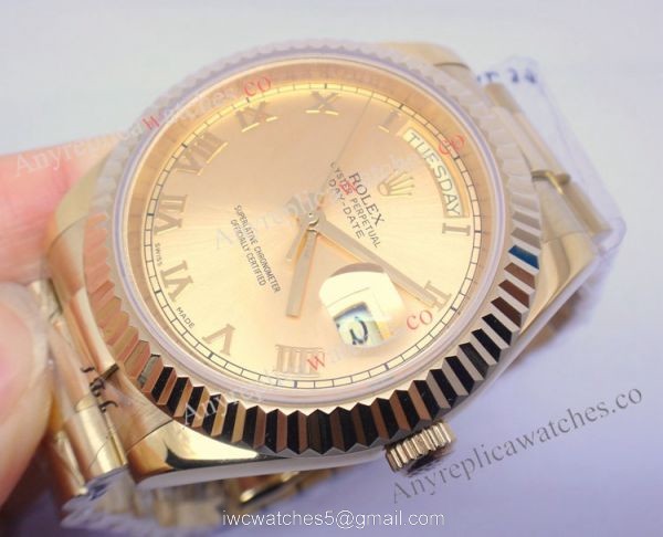 High Quality Replica Yellow Gold Rolex Day-Date II Watch 41mm Gold Dial 4