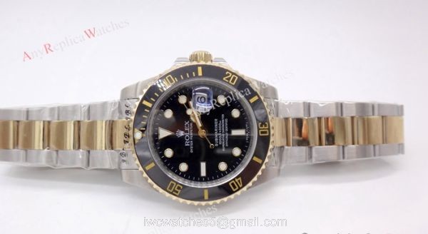NEW UPGRADED Replica Rolex Submariner 2-Tone Black Dial Black Ceramic Bezel watch 4