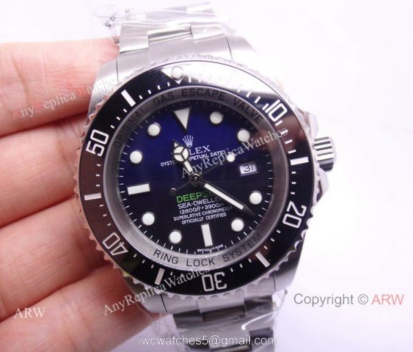 Noob Factory V3 Replica Rolex Deepsea Watch with D-Blue Face Black Ceramic Bezel 4