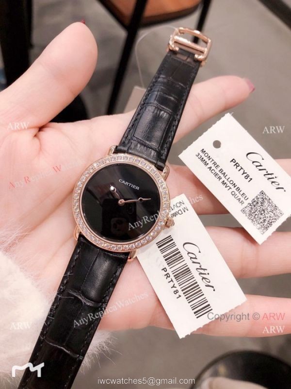 Cartier Rose Gold Green Dial 33mm Watch Swiss Quality Cartier Watch Lady 4