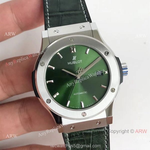 Replica Swiss Hublot Classic Fusion Titanium Watch Green Dial 4