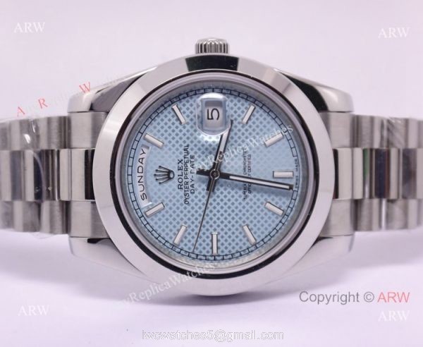 Copy Rolex Day-Date 40mm SS Ice Blue Dial Standard Markers Watch 4