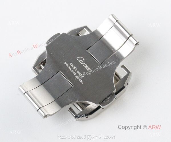 Swiss Grade Replica Cartier Santos 9100 Black Leather Watch 4