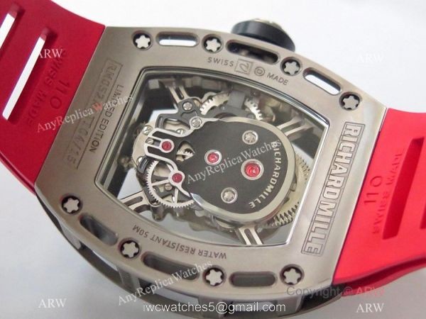 Swiss 1:1 Replica Richard Mille RM 052 Skeleton Watch Red Rubber Strap 4