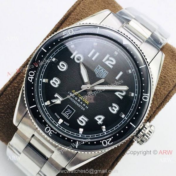 Grade 1A TAG Heuer Autavia Stainless Steel Gray Dial Watch Swiss 2836 4