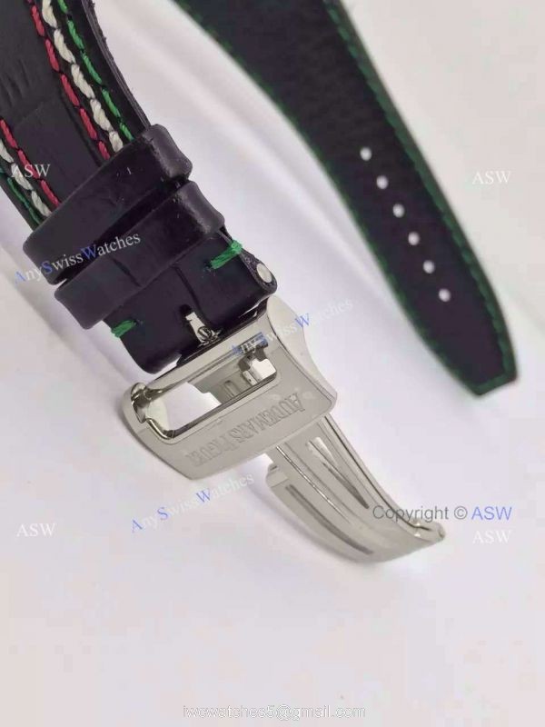 Swiss Audemars Piguet Pride of Mexico Replica Watch SS White Chronograph Black Leather 4