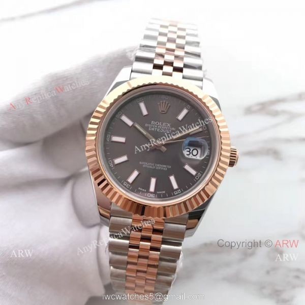 (EW) Swiss 3255 Rolex Everose Replica Watch DJII 41mm Rhodium Dial 4