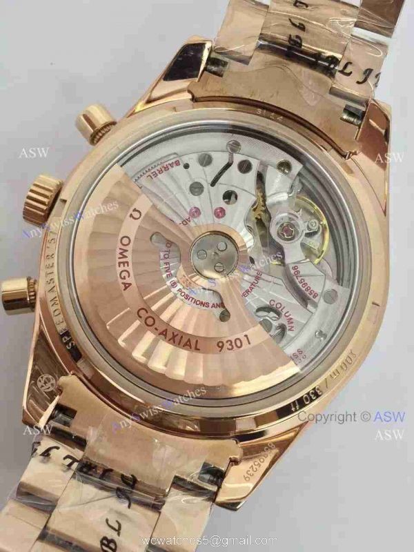 (OM)Copy Swiss Omega Speedmaster Chronograph 9301 Watch All Gold Black 4