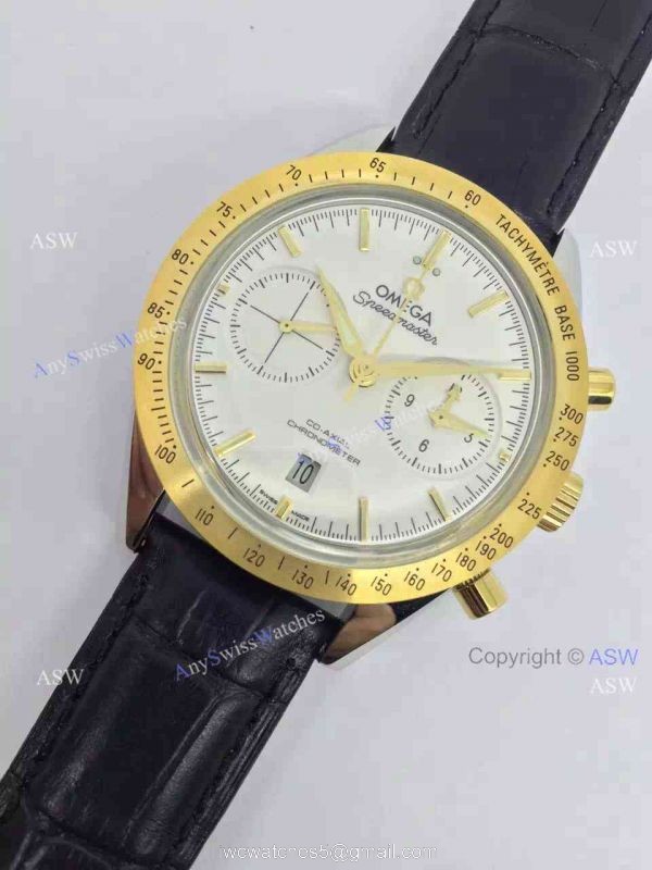 Copy Swiss Omega Speedmaster Chronograph Watch Rose Gold Leather Strap 4