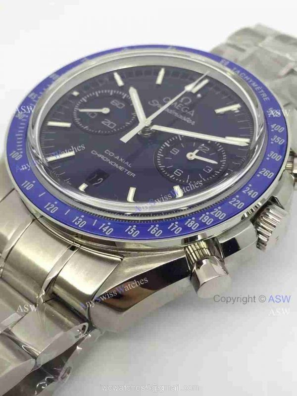 Copy Swiss Omega Speedmaster Watch SS Blue Chronograph 9300 4