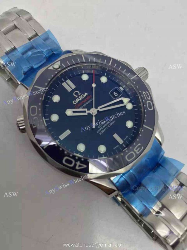 Grade 1A Omega Replica Watches James Bond Blue Ceramic Blue Dial 4