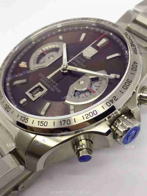 Swiss Grade One Tag Heuer Grand Carrera Calibre 17 RS3 Watch Stainless Steel Coffee surface 4