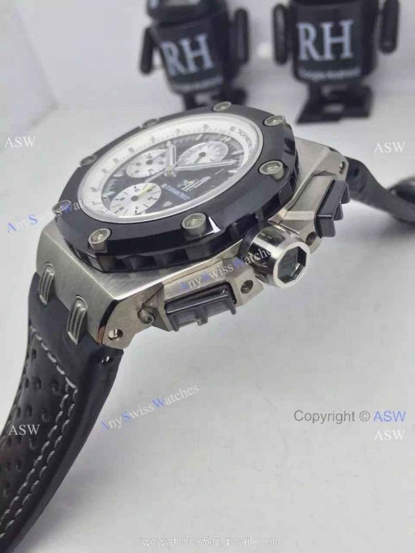 Replica Swiss Audemars Piguet Royal Oak Ruben Barrichello Watch Black Leather 4