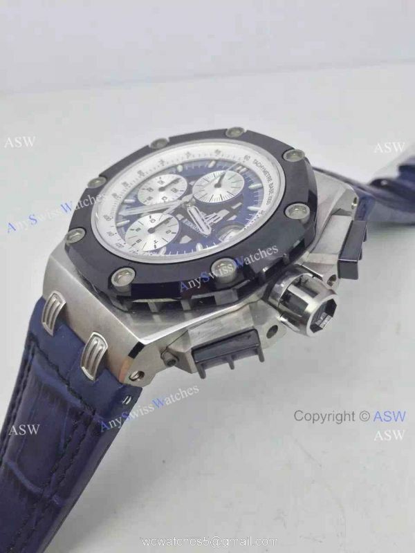 Replica Swiss 7750 Movement Audemars Piguet Ruben Barrichello Blue Leather Watch 4