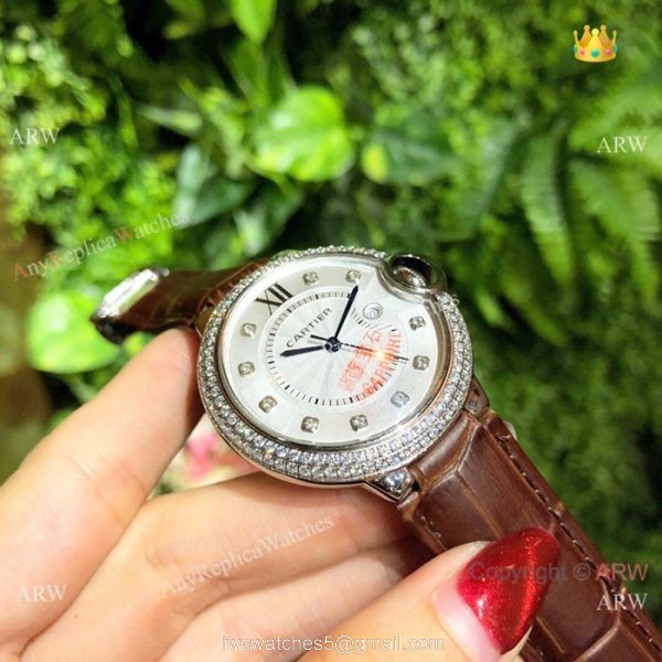 Copy Ballon Bleu de Cartier Watch Lady 36mm Diamond Bezel 4