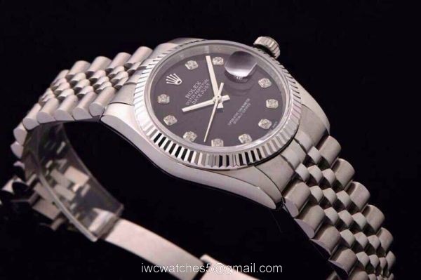 ROLEX DATEJUST SWISS ETA3135 WATCH BLACK DIAL DIAMOND MARKER 4