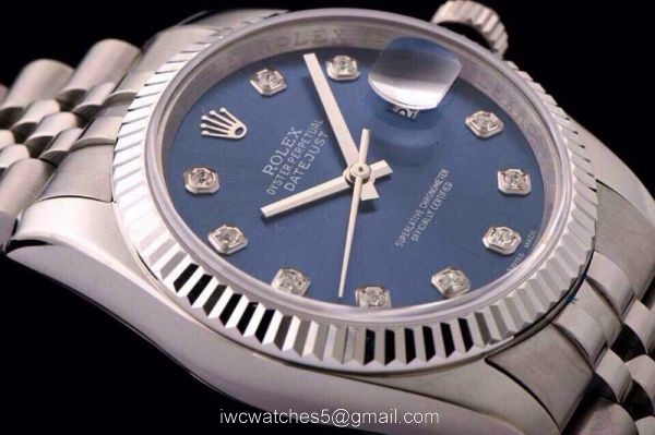 ROLEX DATEJUST SWISS ETA3135 WATCH BLUE DIAMOND FACE 4