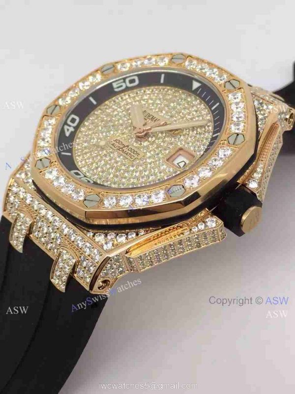 Replica Swiss Audemars Piguet Watch Rose Gold Diamond Dial 4
