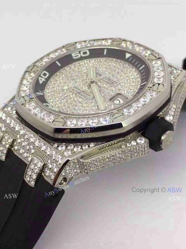 Replica Swiss Audemars Piguet Watch Diamond Dial case Leather Watch Strap 4