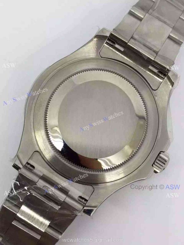 Swiss Grade Replica Rolex Yachtmaster Stainless Steel Blue Face Red Hand Watch 4