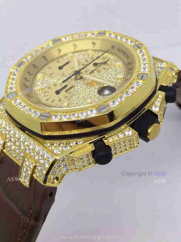 Swiss Copy Audemars Piguet Watch Yellow Case Diamond Dial / Diamond Case 4