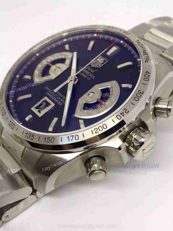 Super Clone Tag Heuer Grand Carrera Calibre 17 RS3 Watch SS black Dial 4