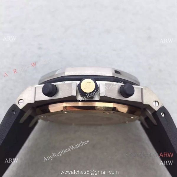 Swiss 3126 Audemars Piguet Replica Watch SS Rose Gold Inner Rubber Strap 4