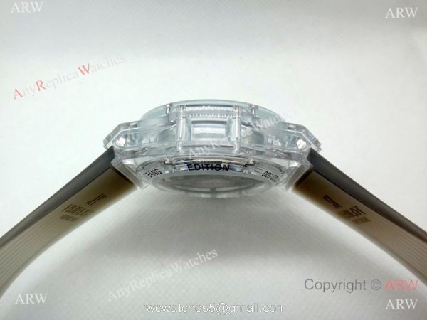 Best Quality Big Bang Unico Sapphire Hublot Clear Watch Gray Rubber Strap 4
