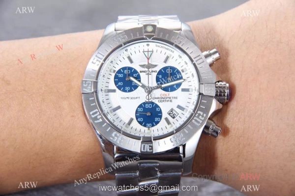 Knockoff Breitling COLT Stainless Steel White Chronograph Watch 4