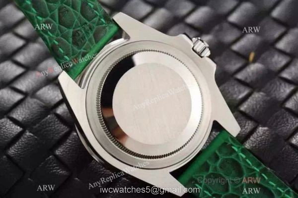 Replica Swiss Rolex Submariner Tourbillon Green Leather Watch 2016 New 4