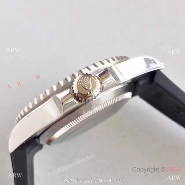 Stainless Steel Black Dial Submariner Rolex Rubber Strap Watch New Upgraded 4