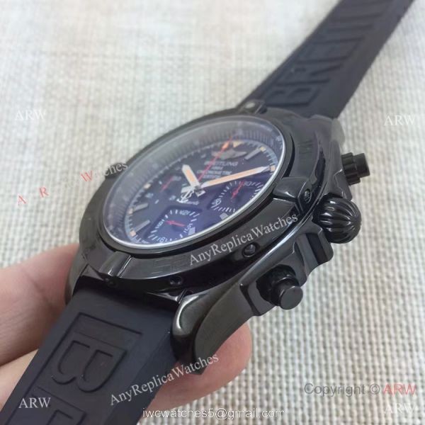 Copy Breitling Chronomat B01 Black Case RUBBER Strap Men Watch 4
