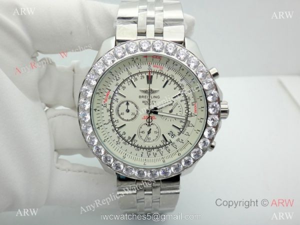 Replica Breitling For Bentley Motors Watches With Diamond Bezel Cream Chronograph Dial Watch 4