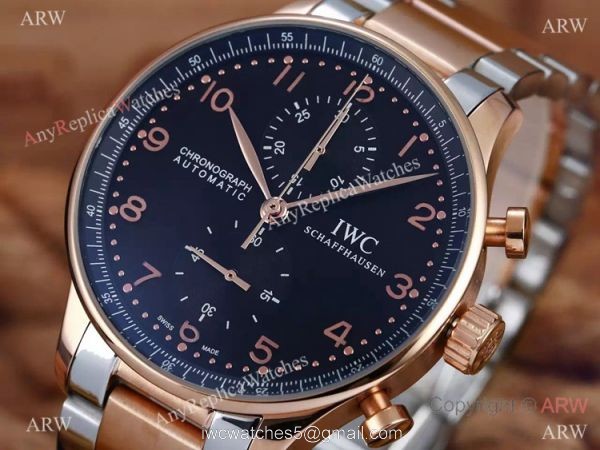 IWC Portuguese Black Face 2-Tone Rose Gold Case Copy Watch 4