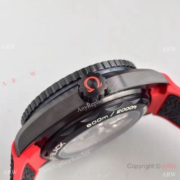 Swiss Replica Omega Seamaster Planet Ocean Deep Black GMT Ceramic Red Watch 4