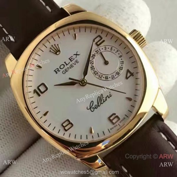 Swiss Rolex Cellini Danaos Gold Case White Dial Replica Watch 4