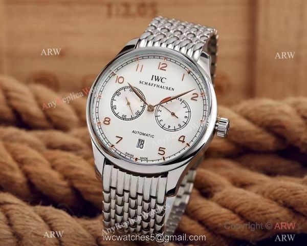 Replica IWC Portuguese 7 Days Stainless Steel White Face Mens Watch 4