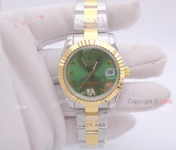 BLACK FRIDAY SALE Rolex Datejust 31mm Watch Diamond VI 2 Tone Olive Green Face Rolex 4